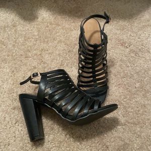 Bamboo black strappy heels